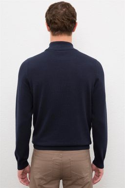U. S. Polo Assn / Мужской трикотажный свитер темно-синего цвета с высоким воротником Basic - U.s. polo assn фото 3