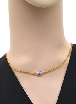 Чокер из бисера цилиндр 2*3мм цвет желтый, 41см.