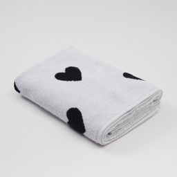 Полотенце махровое Этель ЧБ Сердечки черные, пестроткань, 70х130 см