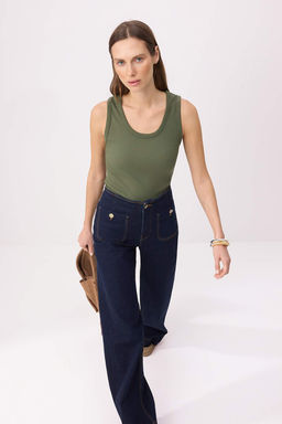 Kahverengi Fitted/Vucuda Oturan Havuz Yaka Kolsuz Fitilli Esnek Orme Atlet TWOSS26AL00062 - Trendyolmilla фото 9