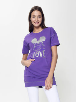 CONTE Хлопковая туника с мерцающим надписью Disney DTH 953 royal violet