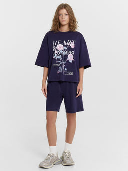 Комплект женский Mark Formelle футболка и шорты синий принт