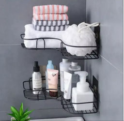 Полка настенная угловая для ванной и кухни 2 шт черный - Family фото 5