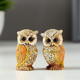 Цена за 2 шт. Фигурка полистоун «Филин беж с оранжевыми крыльями», 5×2.8×3 см, МИКС