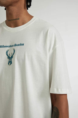 DeFactoFit Футболка оверсайз с круглым вырезом и короткими рукавами НБА Милуоки Бакс  фото 4