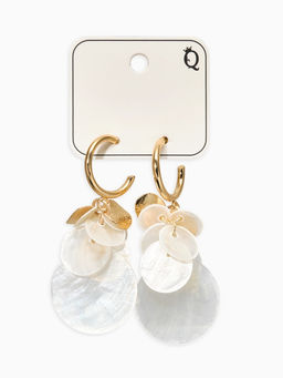 Серьги «Морской мир» чешуя, белые в золоте