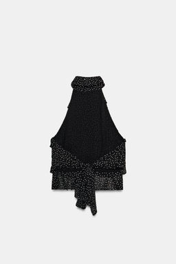 TOP GEORGETTE HALTER / Negro / Blanco