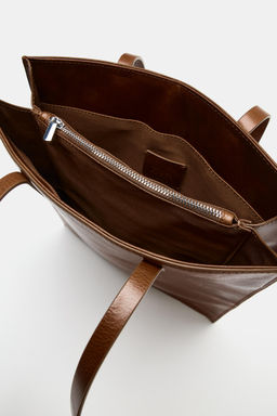 SHOPPER PIEL DE HOMBRO / Chocolate - Zara фото 6