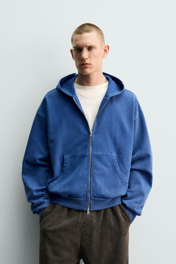 WASHED ZIP-UP HOODIE - Zara фото 12