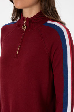 Kad_n Bordo V Yaka Fermuarl_ Kazak