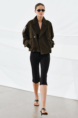 TRENCH CORTO WATER REPELLENT ZW COLLECTION / Khaki oscuro