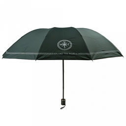 Зонт механический Роза ветров ткань эпонж (полиэстер) + черное УФ-покрытие, 10 лучей, д/купола 108см h68см, 3 сложения, 28см в сложенном виде, механизм против ветра, ручка с покрытием soft-touch, цвет зеленый, 370гр (Китай) - Домашняя мода фото 2