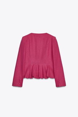 LINEN BLEND PEPLUM BLAZER - Zara фото 11