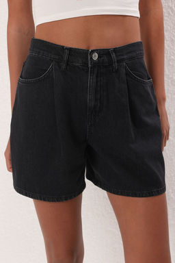 Trendyolmilla Mavi Yuksek Bel Pileli Denim Bermuda TWOSS25SR00179 фото 7