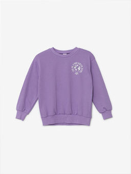 Bisiklet Yaka Bask?l? K?z ?ocuk Sweatshirt