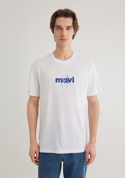 Mavi Kedi Bask?l? Beyaz Tisort  фото 4