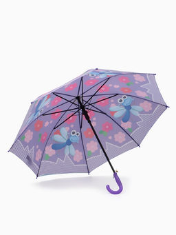 Зонт-трость детский п/авт R43/50 П/Э СТРЕКОЗА ручка-крюк сиреневый пакет