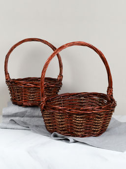 Корзина плетеная 2 штуки темно коричневые большая и средняя / S/2 22-42 /уп 28/ круглая - ГалеонТрейд фото 8