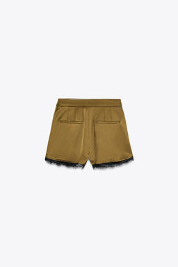 SATIN BERMUDA SHORTS WITH LACE TRIM - Zara фото 4