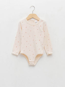 Bisiklet Yaka Uzun Kollu Desenli K?z Bebek ??t??tl? Body