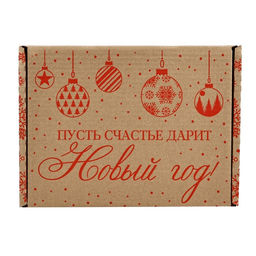 Цена за 2 шт. Коробка новогодняя складная «Новогодние шары», бурый, 27×21×9 см