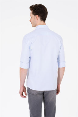 Мужская голубая базовая рубашка с длинным рукавом - U.s. polo assn фото 12