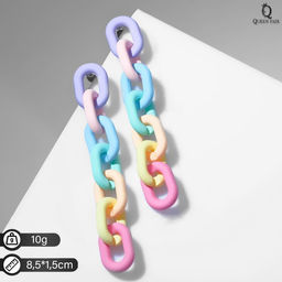 Серьги пластик Цепь 7 звеньев, цветные матовые