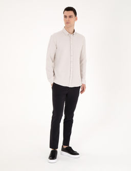 Bej Slim Fit Uzun Kollu G_mlek