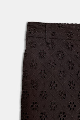 PANTAL?N CULOTTE BORDADOS PERFORADOS / Marr?n - Zara фото 9