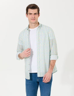 A__k Ye_il Slim Fit Uzun Kollu G_mlek