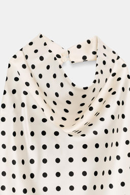 TOP HALTER SATINADO ESTAMPADO ANIMAL / Blanco / Negro