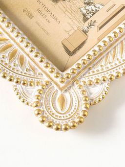 Фоторамка полистоун 10х15 см "Кружево" белая с золотом 17,5х2х22 см