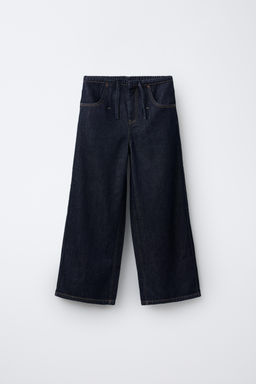 JEANS WIDE LEG CORDONES / Azul tinta