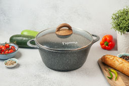 Кастрюля 3л. Гармония МРАМОР лит/руч. с кр. (п/у), к2433мр