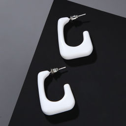 Серьги акрил Тренд рамка, цвет белый - Queen fair фото 2