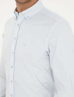 A__k Mavi Slim Fit Uzun Kollu G_mlek