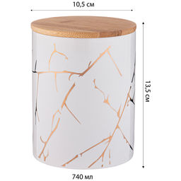 БАНКА ДЛЯ СЫПУЧИХ ПРОДУКТОВ КОЛЛЕКЦИЯ ЗОЛОТОЙ МРАМОР 550МЛ 10,5*13,7 СМ - Lefard фото 3