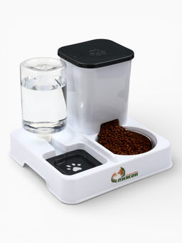 Комплекс автокормушка и автопоилка, 800 мл, с металлической миской, белый