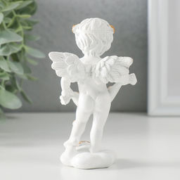 Фигурка полистоун Белоснежный ангел рассыпает золотые розочки, 6.5?4?11 см