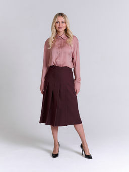 Расклешенная юбка со складками из костюмной ткани в составе ШЕРСТЬ