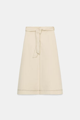 FALDA CINTUR?N PESPUNTES CONTRASTE / Beige - Zara фото 5