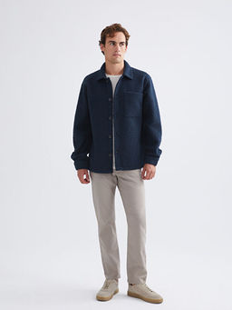 Regular Fit Uzun Kollu Pel?? Erkek G?mlek Ceket