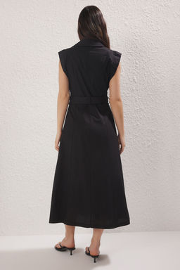 Trendyolmilla Siyah Kusakl? Duz Kesim Midi Dokuma Gomlek Elbise TWOSS25EL00139  фото 4