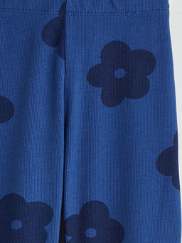 ?i?ek Desenli Fitilli K?z ?ocuk Tayt