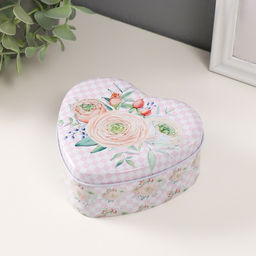 Набор шкатулок для хранения мелочей, украшений Сердце. Нежность цветов, 3 шт., металл, 10.5?12.6?5 см