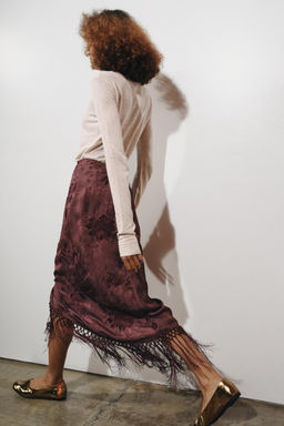 EMBROIDERED FRINGED SARONG SKIRT - Zara фото 2