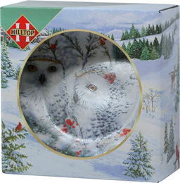 HILLTOP. Новый год. Чайный набор с тарелкой. Зимние совы 50 гр. карт.упаковка