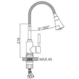Смеситель для кухни Accoona A9890G-3, однорычажный, гибкий излив, 2 режима, белый