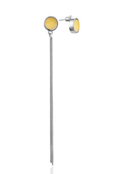 Асимметричные серьги Palazzo с янтарём и кистью из цепочек