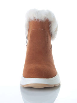 10-M7 BROWN Ботинки зимние женские (натуральная замша, нат.мех и шерсть)